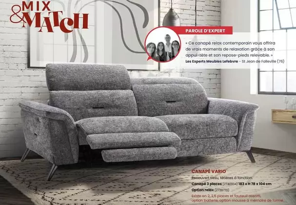 Canapé Vario offre sur Les Experts Meubles