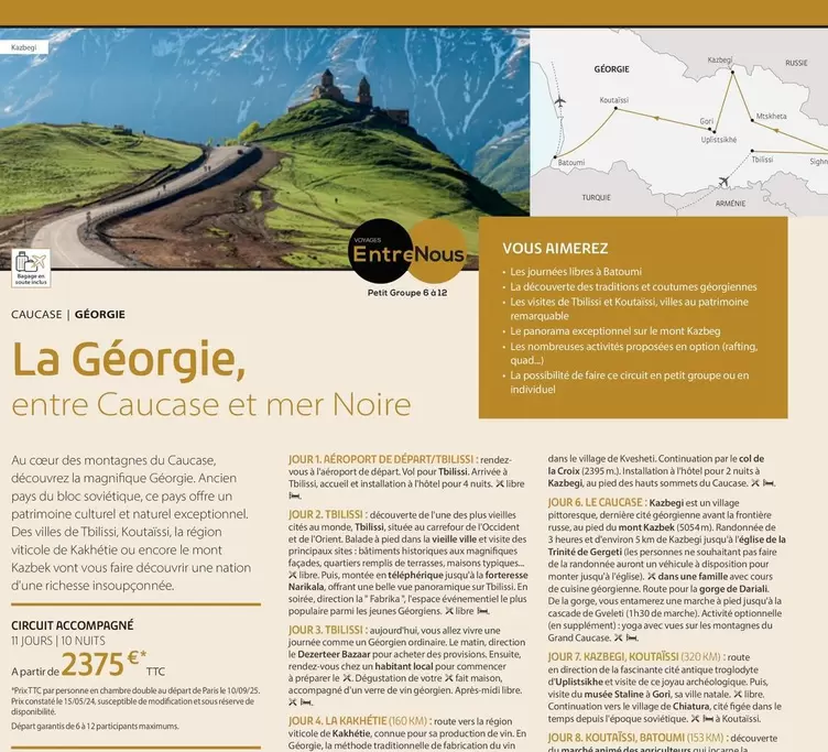 La Géorgie, Entre Caucase Et Mer Noire offre à 2375€ sur Salaün Holidays