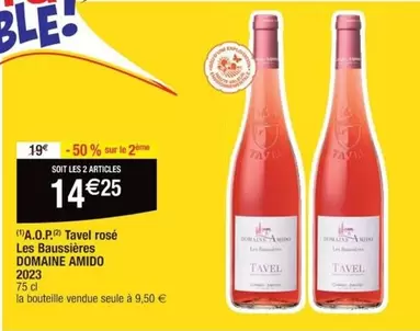 A.O.P. Tavel Rosé Les Bausières Domaine Amido 2023 - Rosé frais et fruité pour vos estivales