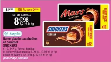 Snickers - Barre Glacée Cacahuètes Et Caramel