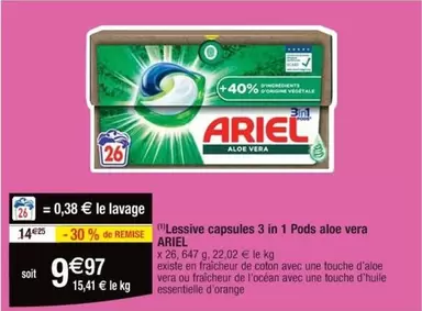 Capsules de lessive 3 en 1 Orange Ariel Aloe Vera - Efficacité et fraîcheur en un seul geste