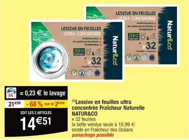 Natur&co - Lessive en Feuilles Ultra Concentrée : Fraîcheur Naturelle et Écologique