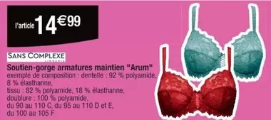 Sans Complexe - Soutien-gorge armatures maintien 'Arum' : confort et élégance au quotidien