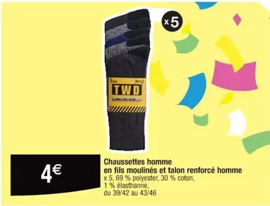 Chaussettes Homme Moulinées avec Talon Renforcé - Confort et Durabilité