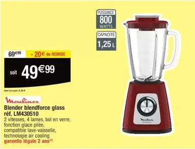 Moulinex - Blender Blendforce Glass Réf. Lm430510