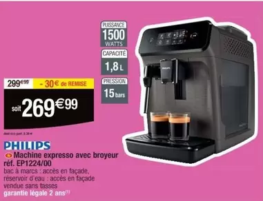 Philips EP1224/00 : Machine Expresso avec broyeur - Performance et qualité au rendez-vous