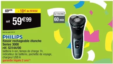 Philips Rasoir Rechargeable Étanche Series S314400 - Performance et confort au quotidien