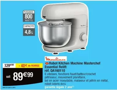 Moulinex Robot Kitchen Machine Masterchef Essential Q4160110 - Performance et praticité en cuisine