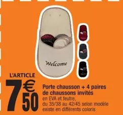 Porte Chausson + 4 Paires De Chaussons Invites offre à 7,5€ sur Cora