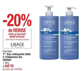 Uriage Eau Nettoyante Bébé à l'Édelevèiss Bio - Nettoie en douceur, idéal pour la peau délicate des bébés