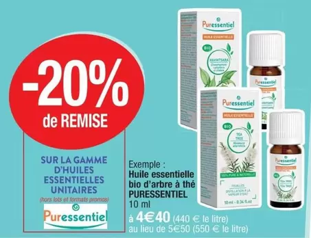 Puressentiel - Huile Essentielle Bio D'Arbre À Thé : Pureté, qualité bio, propriétés purifiantes et apaisantes.