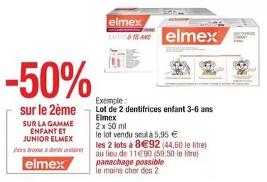 Elmex - Lot De 2 Dentifrices Enfant 3-6 Ans