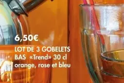 Lot De 3 Gobelets Bas offre à 6,5€ sur E.Leclerc