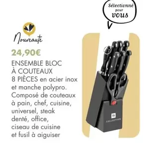 Ensemble Bloc À Couteaux 8 Pièces offre à 24,9€ sur E.Leclerc