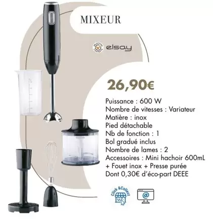 Elsay - Mixeur offre à 26,9€ sur E.Leclerc