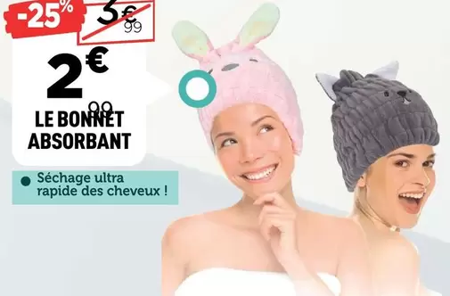 Le Bonnet Absorbant offre à 2€ sur Centrakor