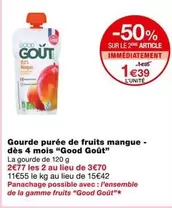 Good Gout - Gourde Purée De Fruits Mangue - Dès 4 Mois - Promotion délicieuse et saine pour bébés