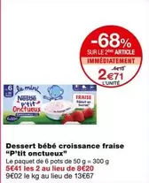 Nestlé P'Tit Onctueux Fraise - Dessert Bébé Croissance