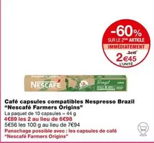 Nescafé Capsules Compatibles Nespresso - Café Brazil Farmers Origins