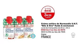 Elle & Vire - Crème Entière De Normandie U.H.T. Fluide & Onctueuse : Onctuosité et Saveur au Quotidien