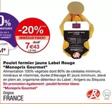 Monoprix Gourmet - Poulet Fermier Jaune Label Rouge : qualité supérieure, produit Label Rouge