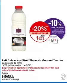 Monoprix - Lait Frais Microfiltre Gourmet Entier 