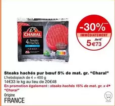 Charal - Steaks Hachés Pur Boeuf 5% De Mat. Gr.