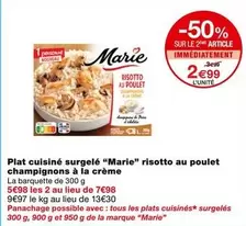 Risotto au Poulet et Champignons à la Crème - Plat Cuisiné Surgelé Marie