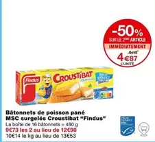 Findus - Bâtonnets de Poisson Panés MSC Surgelés Croustibat : Savoureux et Croustillants !