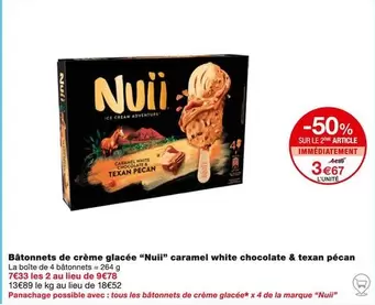 Nuii - Bâtonnets de Crème Glacée Caramel White Chocolate & Texan Pécan - Délice sucré à découvrir !