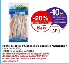 Monoprix - Filets De Colin D'Alaska Msc Surgelés