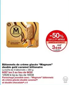 Magnum Double Gold Caramel Billionaire - Bâtonnets de Crème Glacée en Promotion