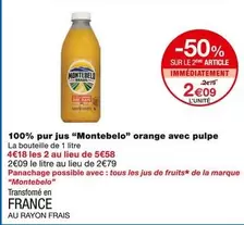 Montebelo - Orange Avec Pulpe 100% Pur Jus