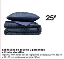 Lot Housse De Couette 2 Personnes + 2 Taies D'oreiller - Promotion spéciale sur un ensemble complet pour un lit confortable et élégant.