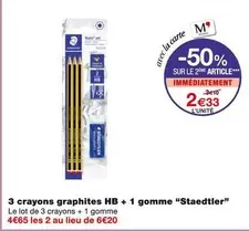 Staedtler - 3 Crayons Graphites Hb + 1 Gomme