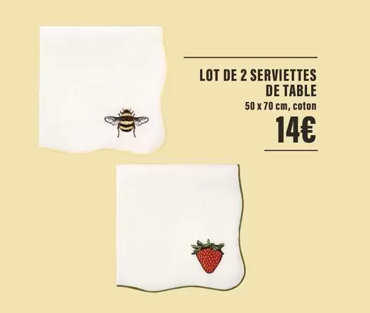 Lot De 2 Serviettes De Table