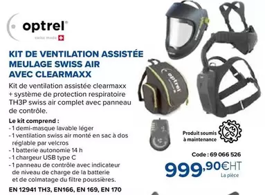 Optrel - Kit De Ventilation Assistelle Meulage Swiss Air Avec Clearmaxx offre à 999,9€ sur Prolians