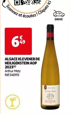 Arthur Metz - Alsace Klevener De Heiligenstein AOP 2023 : Vin élégant aux arômes floraux et fruités