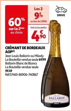 Jean Louis Ballarin Ou Milady - Crémant De Bordeaux AOP : Un vin effervescent raffiné à découvrir