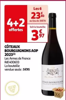 Les Armes De France - Coteaux Bourguignons AOP 2023 : Vin d'exception en promotion, riche en saveurs et typicité bourguignonne.