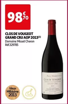 Domaine Misset Cheron - Clos De Vougeot Grand Cru AOP 2013 : Un vin d'exception avec une promotion à ne pas manquer !