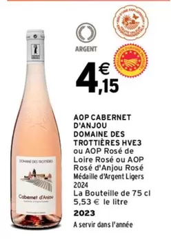 Domaine Des Trotières Hve3 - Aop Cabernet D'Anjou offre à 4,15€ sur Intermarché