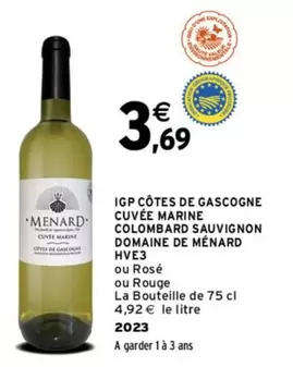 Domaine De Ménard - IGP Côtes de Gascogne Cuvée Marine: Colombard Sauvignon, produit frais et fruité