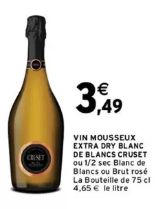 Brut Cristel Vin Mousseux Extra Dry Blanc De Blancs Cruset - Élégance pétillante en promotion