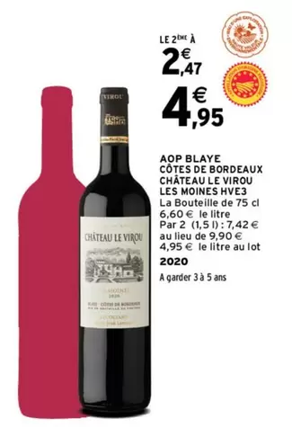 Château Le Virou Les Moines Hve3 - AOP Blaye Côtes de Bordeaux