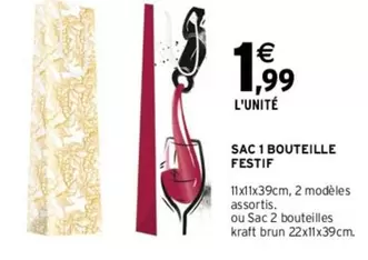 Kraft - Sac 1 Bouteille Festif