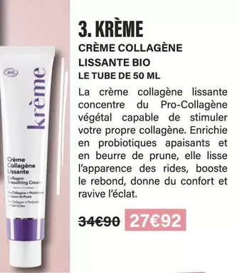 Krème - Crème Collagène Lissante Bio Le Tube De 50 Ml offre à 27,92€ sur Monop'