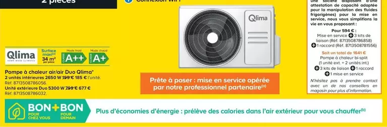 Qlima - Pompe A Chaleur Air/Air Duo 5300W offre à 677€ sur Castorama