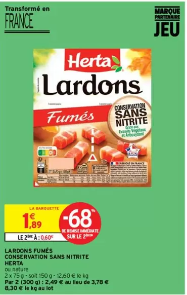 herta - lardons fumes conservation sans nitrite