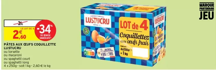 lustucru - pâtes aux oeufs coquillete